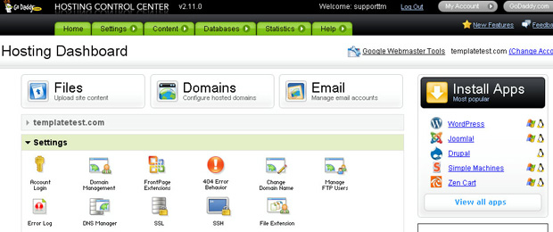 godaddy-hosting-dashboard-control-panel