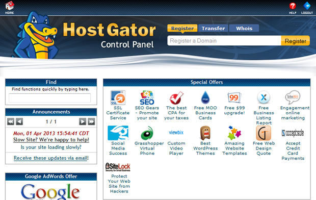 hostgator-cpanel-administration-user-interface